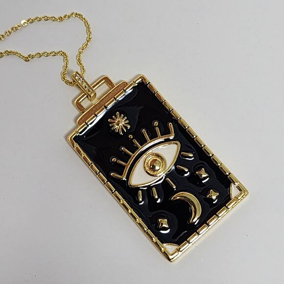 Live By The Moon Evil Eye Tarot Card Necklace - Picture 1 of 9